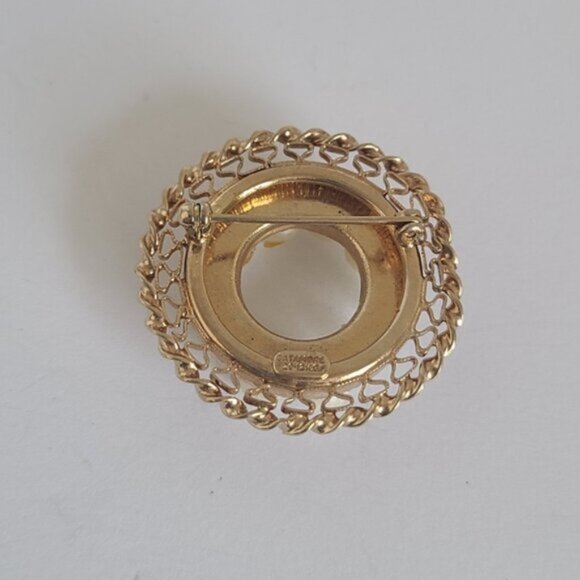 Vintage Boho Baroque Catamore 12K Gold Filled Round Circle Pearl Wreath Brooch - Picture 6 of 9